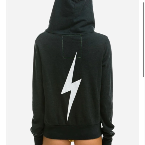 new with tag Aviator Nation Bolt Zip Hoodie in Charcoal - Picture 1 of 3